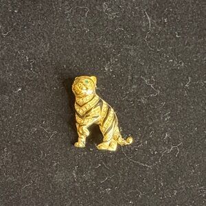 Gold Tiger Brooch with Green Eye
